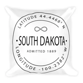 South Dakota - Throw Pillow - Latitude & Longitude