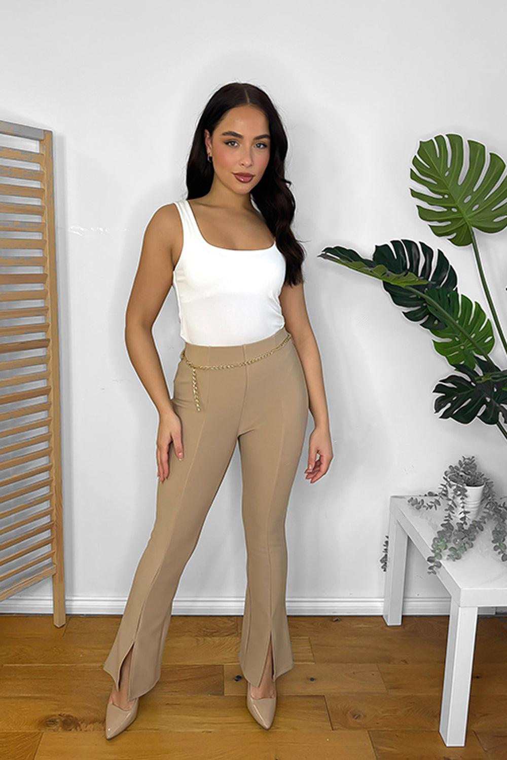 Split Leg Chain Belt Trousers