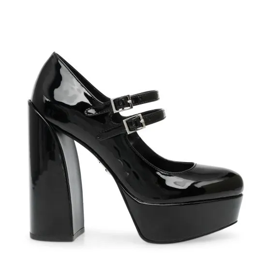 Steve Madden Womens Charged-Up Blk Patent Shoes