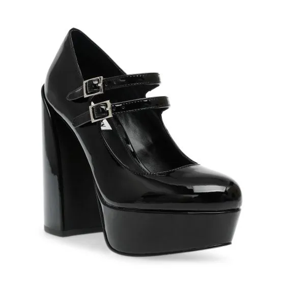 Steve Madden Womens Charged-Up Blk Patent Shoes