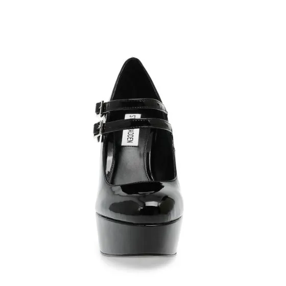 Steve Madden Womens Charged-Up Blk Patent Shoes