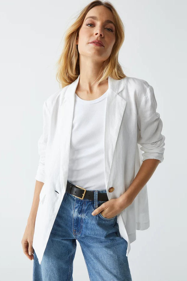 White Lottie Linen Blazer