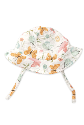 White pretty butterflies muslin sunhat