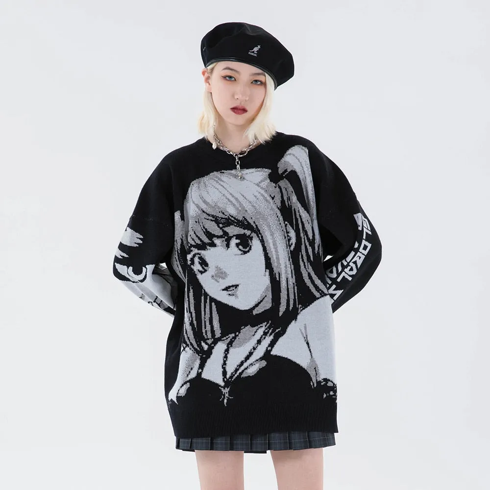 Women Oversized Sweaters Japanese Cartoon Streetwear