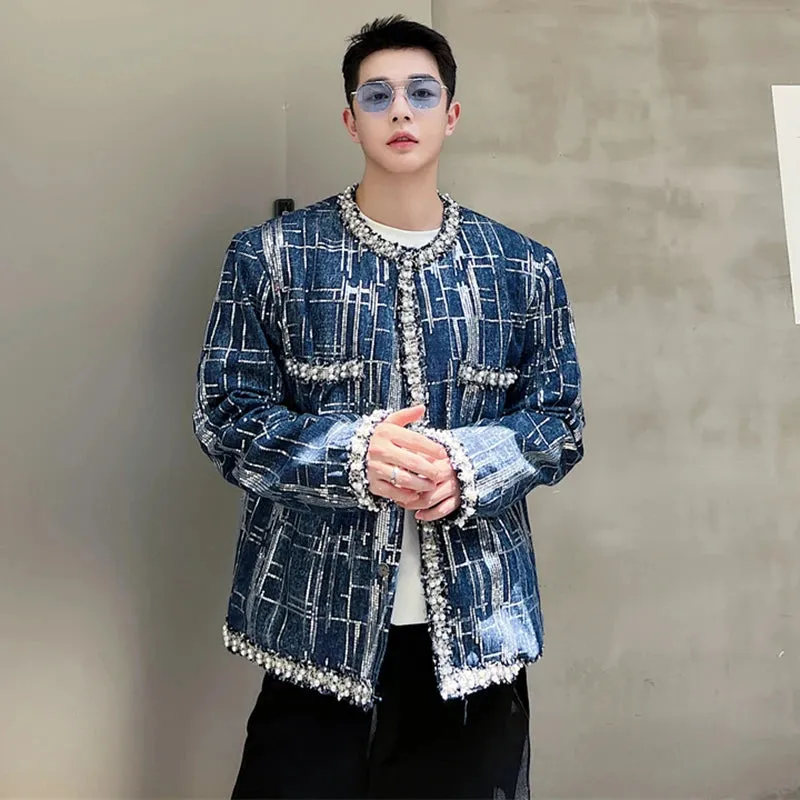 Xituodai 2024 Fashion New Patchwork Stripe Design Denim Jackets Men's Personality Stylish Coats Korean Reviews Many Clothes LZ15