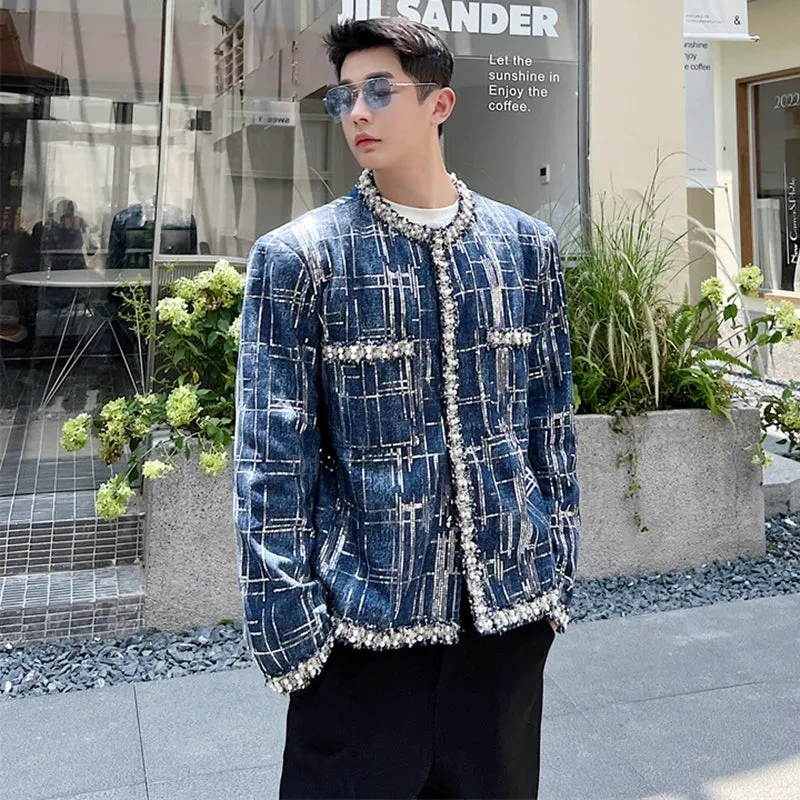 Xituodai 2024 Fashion New Patchwork Stripe Design Denim Jackets Men's Personality Stylish Coats Korean Reviews Many Clothes LZ15